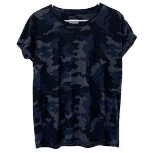 prAna Black Blue Gray Camo Short Sleeve Tee - Large